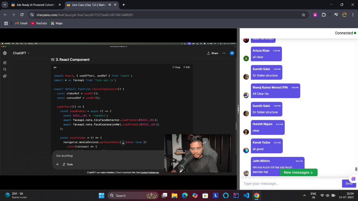 Lakshay2709's tweet image. Day 126 🎶🧠
Started my first backend-integrated project today:
👉 Live Mood Detection using Face API
🎥 Detects emotion via webcam
🎵 Suggests songs based on detected mood
Built using React + JS
#WebDev #FaceAPI #ReactJS #BackendProject #100DaysOfCode #Sheryians