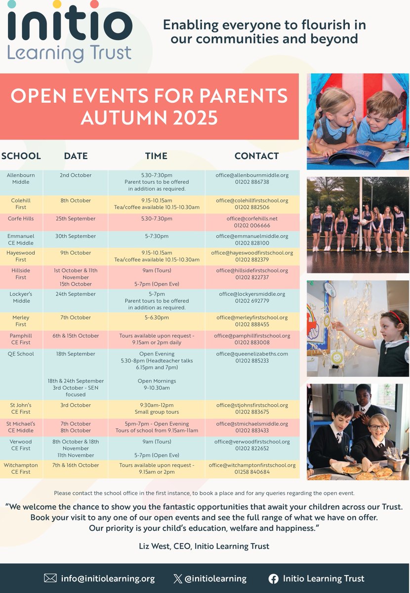 initiolearning's tweet image. Open Events - Autumn 2025!!
Book your visit to any one of our open events and see the full range of what we have on offer. We welcome the chance to show you the fantastic opportunities that await your children!!