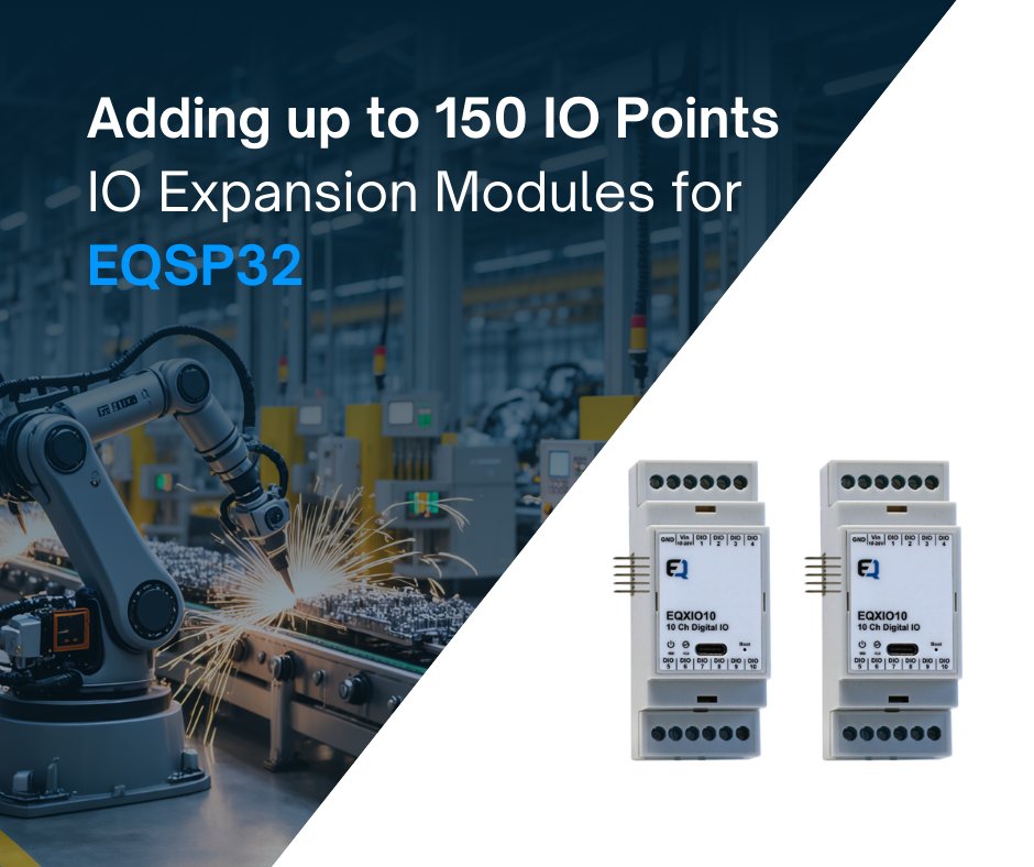 eqsp32's tweet image. The EQSP32 already leads its class with 16 onboard I/O lines. But when a project needs more, the EQXIO expansion module makes scaling easy.

🔗 View product: erqos.com/product/eqxio1…

#EQSP32 #erqos #IIoT #IndustrialAutomation #MicroPLC #ExpansionModules