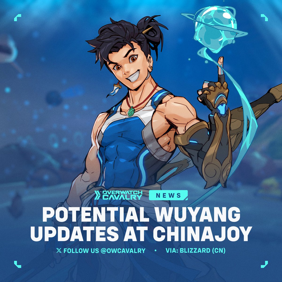 OWCavalry's tweet image. Get ready to meet Wuyang in #Overwatch2 🌊

Blizzard will attend ChinaJoy 2025 starting August 1st, teasing "hidden surprises." We might see a reveal trailer or trial weekend for the new Chinese Support Hero at the event!