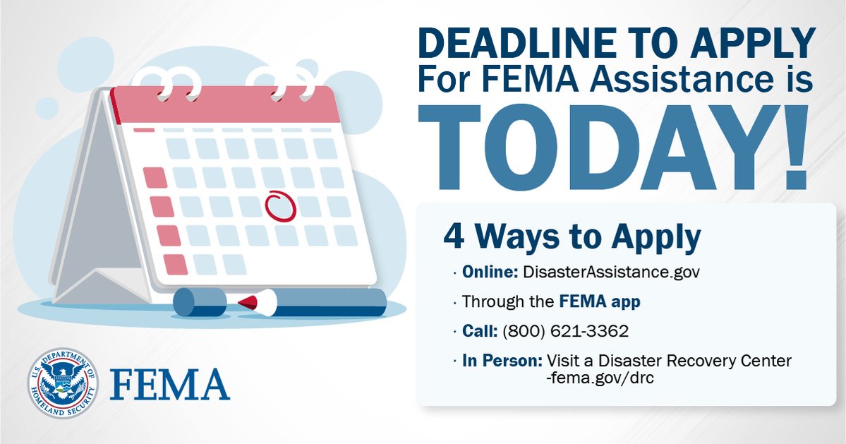 FEMARegion6's tweet image. 📅Arkansas – Last day to apply for federal disaster assistance is July 14 for those affected by the March storms and tornadoes in Greene, Hot Spring, Independence, Izard, Jackson, Lawrence, Randolph, Sharp, or Stone County.
Learn more: fema.gov/press-release/…