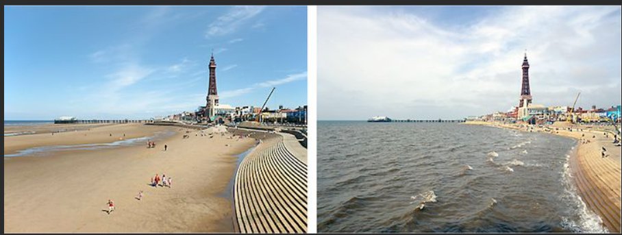 Battsby's tweet image. Horrific images of sea level rises in Blackpool. The pic on the left was taken in 1950, but the one on the right was taken at 2020.
By 10 o'clock the tower will be lost!