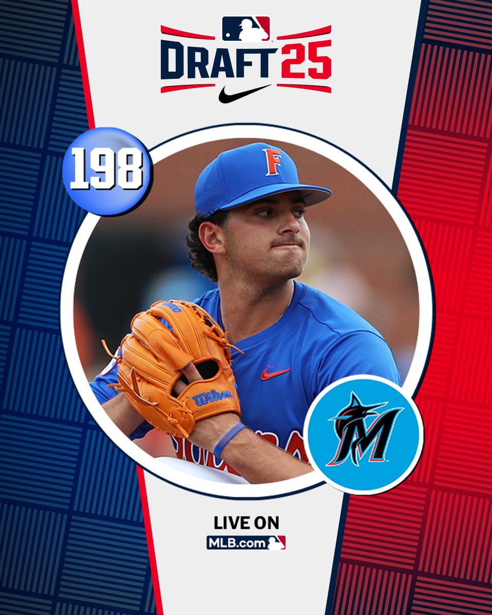 MLB Draft (@mlbdraft) on Twitter photo With their 7th‑round pick (No. 198 overall), the <a href="/Marlins/">Miami Marlins</a> select <a href="/GatorsBB/">Florida Gators Baseball</a> right-handed pitcher Jake Clemente, No. 189 on the Top 250 Draft Prospects list.
Watch LIVE: atmlb.com/4646N4t With their 7th‑round pick (No. 198 overall), the <a href="/Marlins/">Miami Marlins</a> select <a href="/GatorsBB/">Florida Gators Baseball</a> right-handed pitcher Jake Clemente, No. 189 on the Top 250 Draft Prospects list.
Watch LIVE: atmlb.com/4646N4t