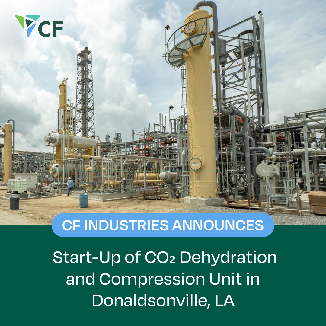 CF Industries (@cfindustries) on Twitter photo We are pleased to announce the start-up of the carbon dioxide dehydration and compression unit at our Donaldsonville Complex, in partnership with <a href="/exxonmobil/">ExxonMobil</a>, who will be transporting and sequestering the CO2.
Read the press release here: cfindustries.com/newsroom/2025/… We are pleased to announce the start-up of the carbon dioxide dehydration and compression unit at our Donaldsonville Complex, in partnership with <a href="/exxonmobil/">ExxonMobil</a>, who will be transporting and sequestering the CO2.
Read the press release here: cfindustries.com/newsroom/2025/…