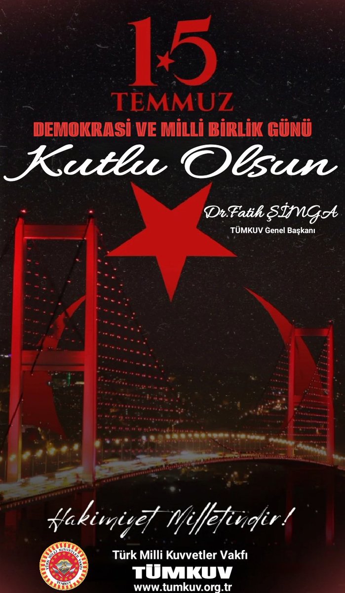 FSimga's tweet image. Şanlı destanın 9.yıldönümünde;
Devletine,Milletine,Dinine ve Hürriyetine aşık Yüce Türk Milletimi kutluyor,
Aziz Şehitlerimize Cenabı Allah’tan rahmet, Gazilerimize ve hain darbecilere geçit vermeyen tüm kahramanlara şükranlarımı sunuyorum.
#15TemmuzDestanı
🇹🇷İnancın Adı Türkiye