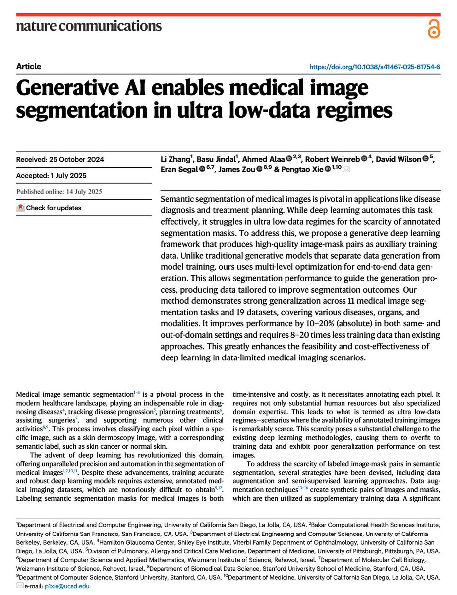 cmuptx's tweet image. 🚀 Excited to share that our work GenSeg has been published in Nature Communications!
GenSeg is an end-to-end, downstream-task-guided framework for generating synthetic training data for medical image segmentation. It significantly reduces the need for manual annotations — by a…