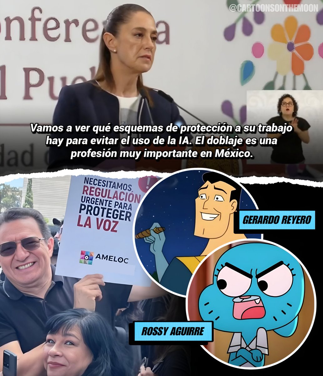 El día de ayer, varios actores de doblaje en México realizaron una protesta para exigir protección frente a la inteligencia artificial.  

Hoy, la presidenta del país aseguró que tomarán medidas para atender sus demandas.
