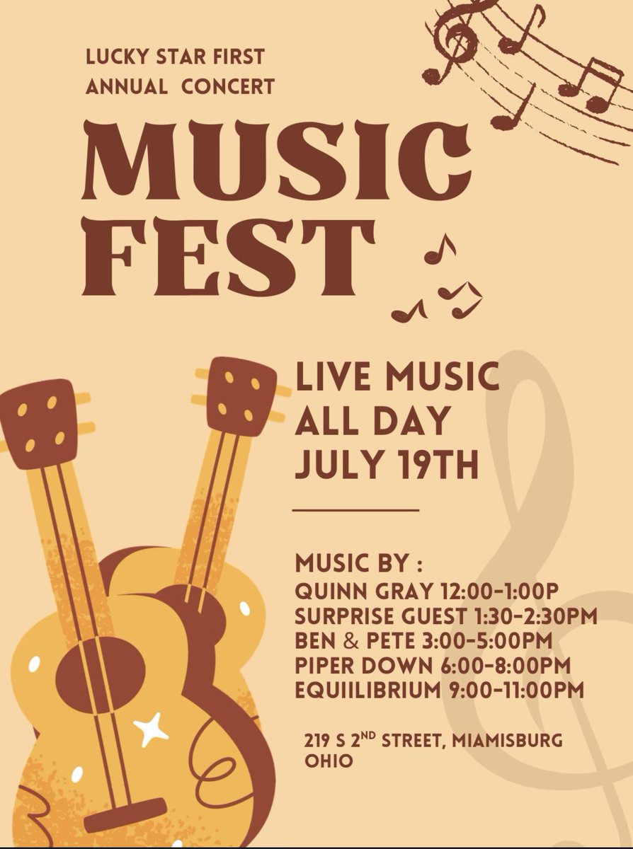 Come join us for some music food and more!!!