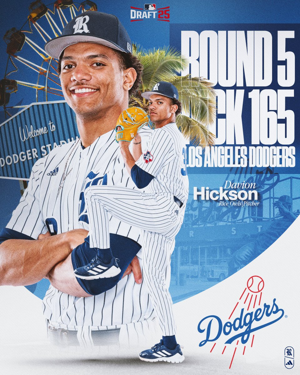 RiceBaseball's tweet image. Davion is off the board.  
 riceowls.co/Hickson-Dodgers