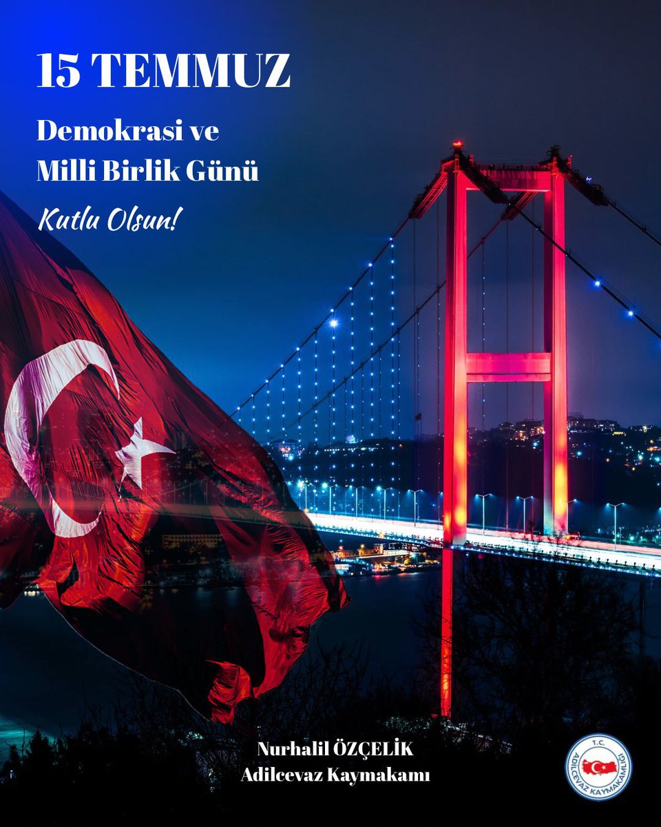 “Arkadaş! Yurduma alçakları uğratma sakın; 
Siper et gövdeni, dursun bu hayâsızca akın.”

15 Temmuz hain darbe girişiminin 9. yıl dönümünde şehitlerimizi rahmet ve minnetle anıyor, Gazilerimize de sağlık ve afiyet diliyorum.

Devletimiz ve Milletimiz ebed müddet varolsun. 🇹🇷🇹🇷🇹🇷
