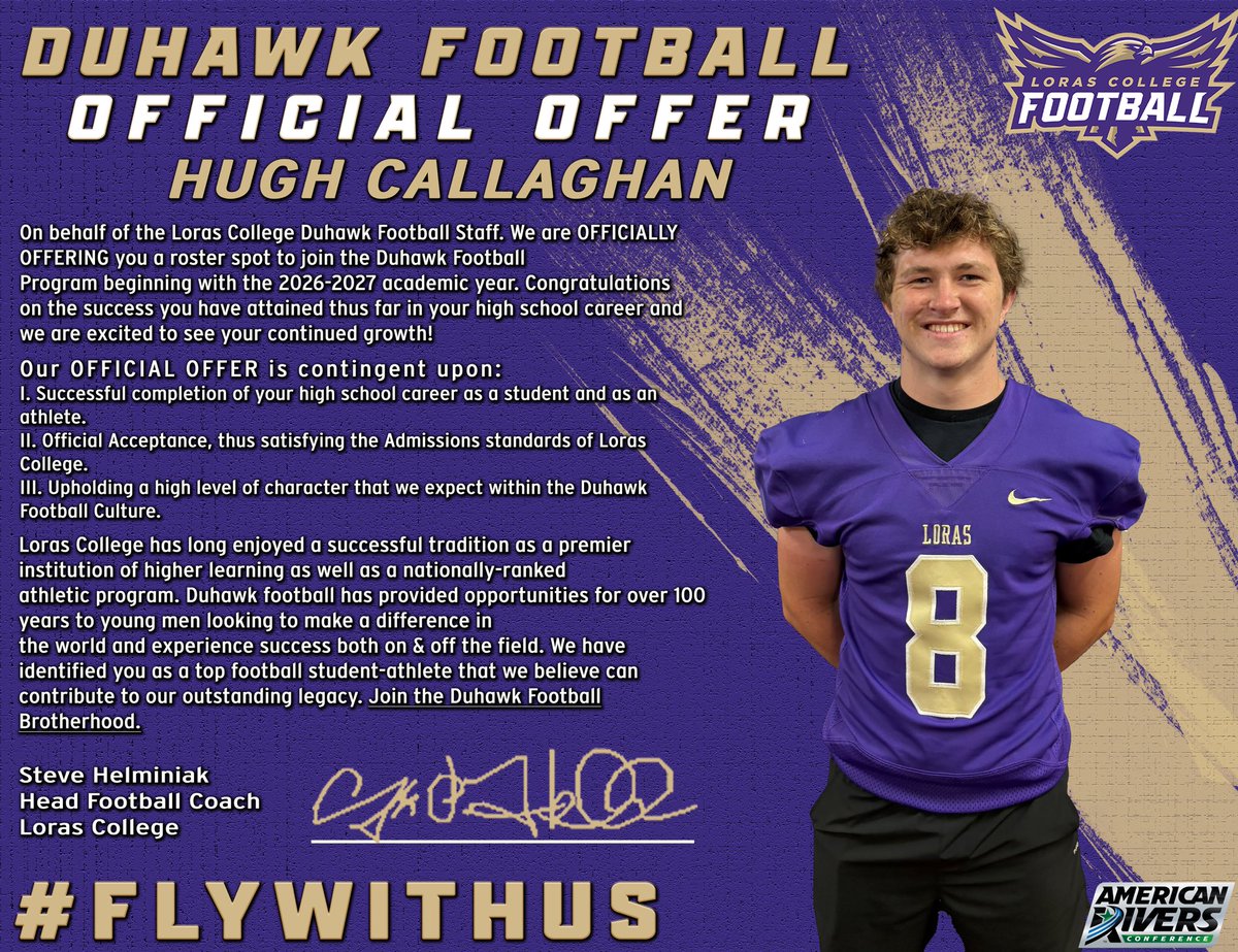 Hugh Callaghan (@hp_cally) on Twitter photo After a great visit I am excited to receive an offer from Loras! <a href="/CoachHLorasFB/">Steve Helminiak</a> <a href="/CoachJPWR/">Coach Powers</a> <a href="/CoachStekala/">Dan Stekala</a> <a href="/LorasCollegeFB/">Loras Football</a> <a href="/BengalFB08/">Bengal Football</a> <a href="/EDGYTIM/">Timothy “EDGYTIM” OHalloran</a> <a href="/PrepRedzoneIL/">Prep Redzone Illinois</a> After a great visit I am excited to receive an offer from Loras! <a href="/CoachHLorasFB/">Steve Helminiak</a> <a href="/CoachJPWR/">Coach Powers</a> <a href="/CoachStekala/">Dan Stekala</a> <a href="/LorasCollegeFB/">Loras Football</a> <a href="/BengalFB08/">Bengal Football</a> <a href="/EDGYTIM/">Timothy “EDGYTIM” OHalloran</a> <a href="/PrepRedzoneIL/">Prep Redzone Illinois</a>