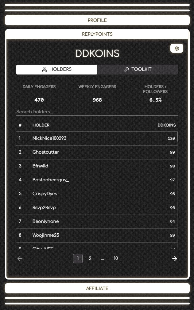 🚨$100 $GUGO Giveaway🚨

Introducing DDKoins - my new loyalty rewards system! Powered by <a href="/ReplyCorp/">ReplyCorp</a>’s ReplyPoints.  

Every interaction with my 𝕏 content earns you DDKoins. Past points are already on the leaderboard (screenshot below) 

I’ll be giving away $100 GUGO randomly to