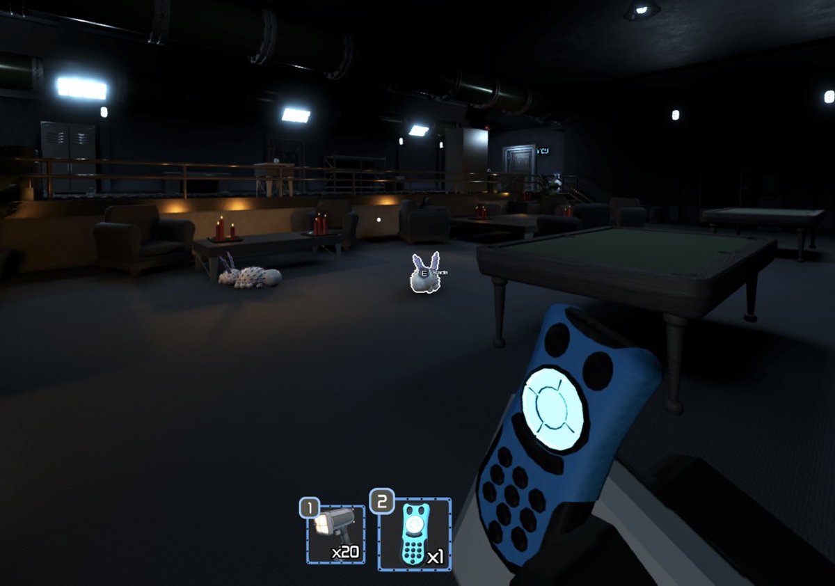 [the READER stumbles across a blue toy remote with a large button in the middle and something tells you to press it]