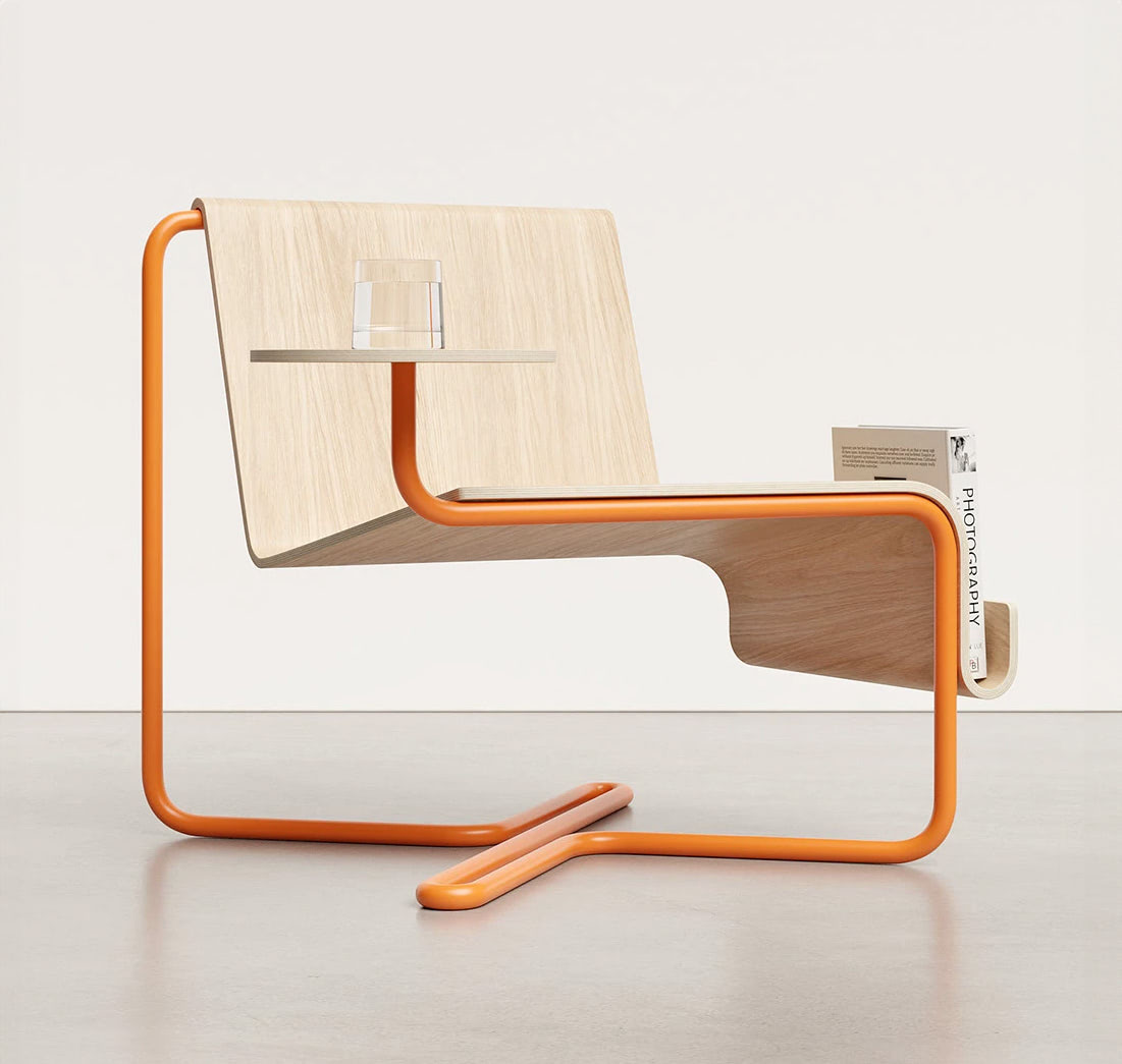 idariusdan's tweet image. A chair and side table made out of bending tubes by designer Joao Teixeira.