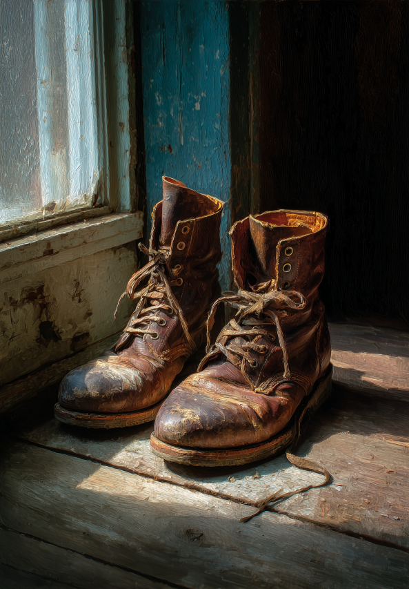 He left them by the door,
like always—
boots heavy with earth,
and quiet love.