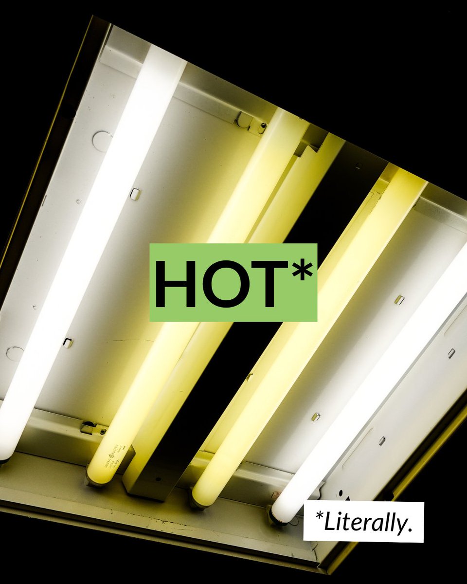 Fluorescents run hot. LEDs do not. 

Upgrading your lights to LEDS can help your building stay cooler AND look cooler, too. 

(Because no one looks good while sweating and in flickering and/or orange lighting.) 

donnellyenergy.com 

#SummerSavings #LEDUpgrade