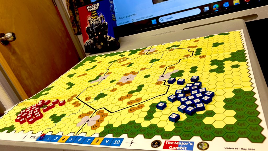 RCRBuck's tweet image. Not my main focus this week, but carving out some time to dig into Major’s Gambit as a potential training tool here at CACSC. A fun little side project, always good to keep the brain active.
Wargaming is a great way to do that!