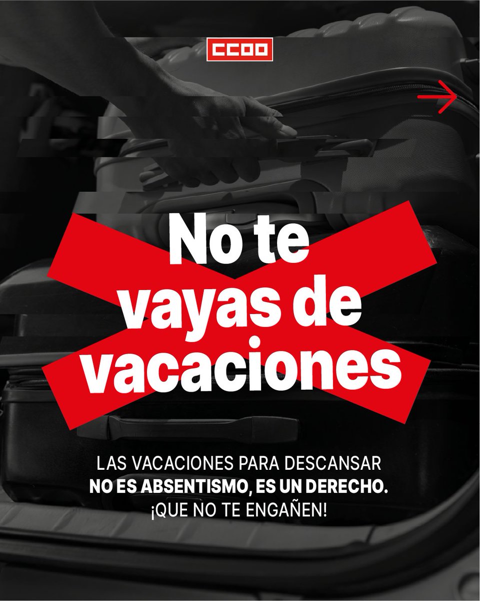 SaludCCOOAragon's tweet photo. 🌴 Descansar es un derecho para seguir adelante.
😤Desconectar no es un lujo, es necesario.
👉 Vacaciones NO es absentismo.

¡Que no te engañen!
...
#DerechoNOESabsentismo #vacacionesdignas #CCOO #quenoteengañen #saludlaboral https://t.co/eFCb0JVhuV