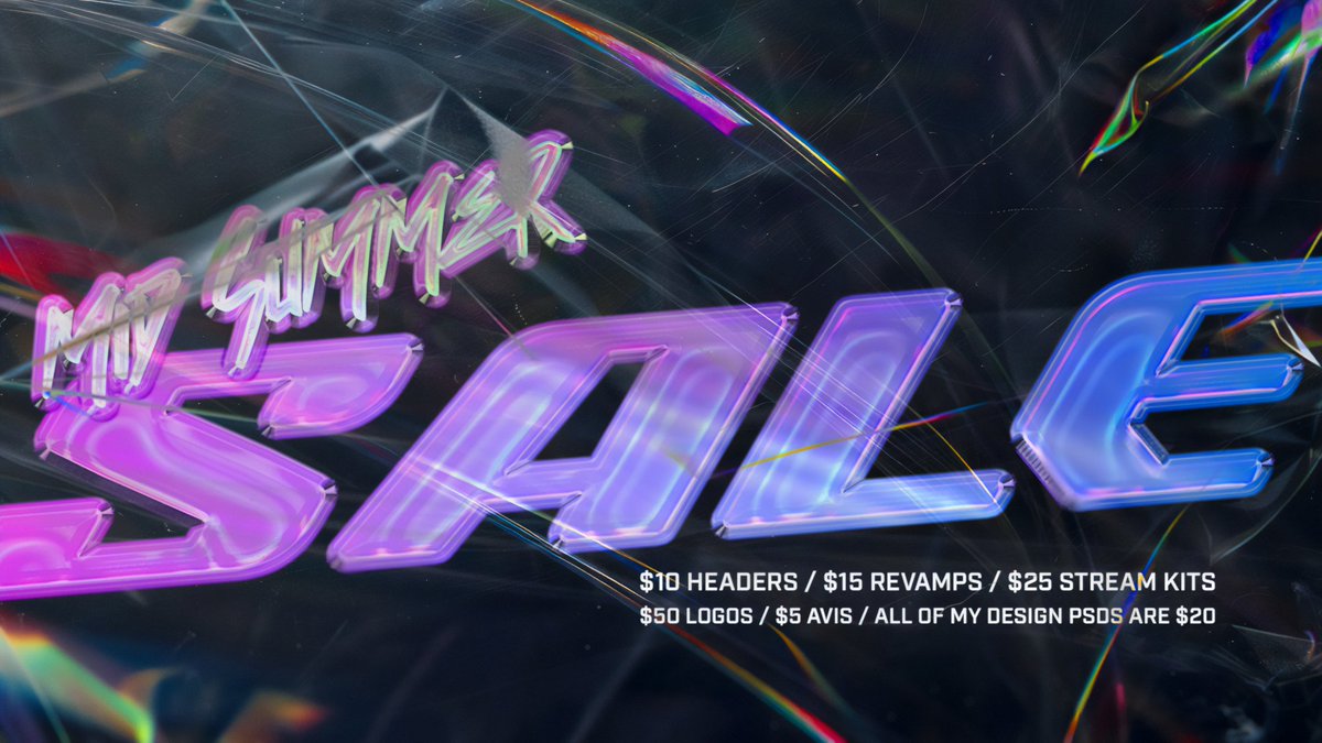 Colt Xeroh (@xerohdzn) on Twitter photo Mid summer sale alert!
All of my designs are now at a discount -
$10 Headers
$15 Revamps
$25 Stream kits
$50 Logo designs
All of my PSDs are also available for $20 only!
New clients wanted! Reply, DM, or email at xerohdzn@gmail.com to order Mid summer sale alert!
All of my designs are now at a discount -
$10 Headers
$15 Revamps
$25 Stream kits
$50 Logo designs
All of my PSDs are also available for $20 only!
New clients wanted! Reply, DM, or email at xerohdzn@gmail.com to order