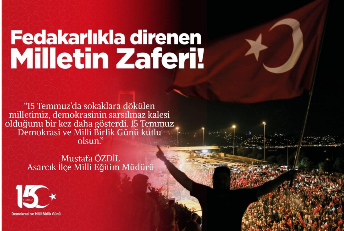 ASARCIK İLÇE MİLLİ EĞİTİM MÜDÜRLÜĞÜ (@asarcikmem) on Twitter photo İlçe Milli Eğitim Müdürümüz Sn. Mustafa ÖZDİL'in
" 15 Temmuz Demokrasi ve Milli Birlik Günü"mesajı
<a href="/tcmeb/">Millî Eğitim Bakanlığı</a> <a href="/samsunmem/">Samsun İl Milli Eğitim Müdürlüğü</a> <a href="/MustafaZDL4/">Mustafa ÖZDİL</a> İlçe Milli Eğitim Müdürümüz Sn. Mustafa ÖZDİL'in
" 15 Temmuz Demokrasi ve Milli Birlik Günü"mesajı
<a href="/tcmeb/">Millî Eğitim Bakanlığı</a> <a href="/samsunmem/">Samsun İl Milli Eğitim Müdürlüğü</a> <a href="/MustafaZDL4/">Mustafa ÖZDİL</a>