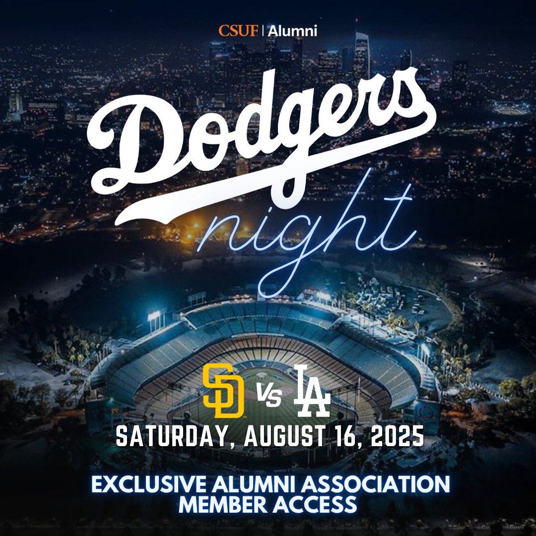 csufalumni's tweet image. Alumni Association members: Dodgers Night will be on August 16th for Dodgers vs Padres. A limited amount of tickets will be available for members via email. If you're not already a member, join today for access to exclusive events like this and many more: bit.ly/csufalumni