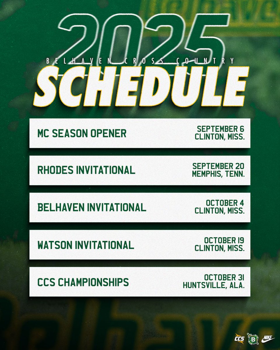 The 2025 XC Schedule is HERE! ⤵️ 

Women's Schedule » bit.ly/4lSNuzC 
Men's Schedule » bit.ly/3GHVbd4 

#GoGreen
