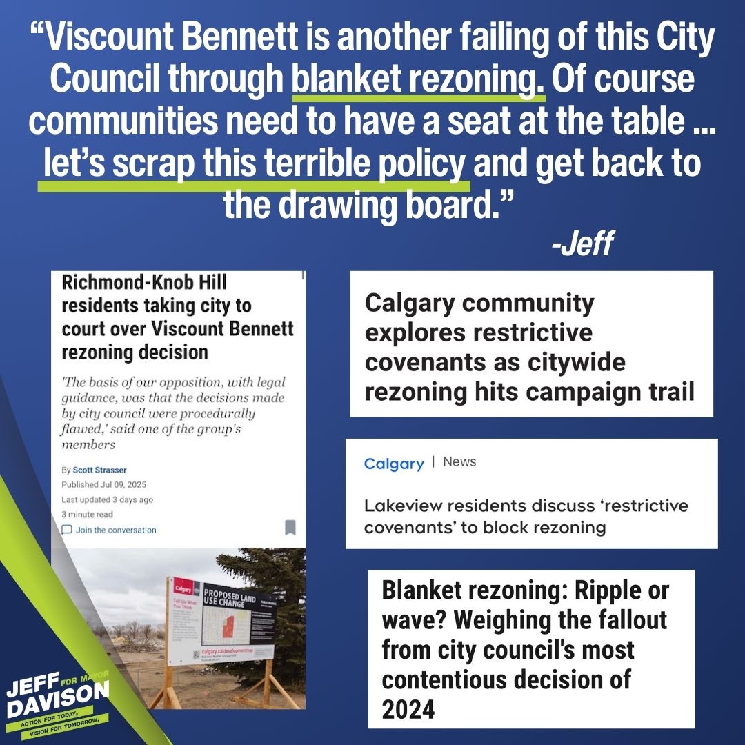 JeffDavisonYYC's tweet image. Taxpayers should not have to resort to sueing the city in order to be heard.
As your next Mayor, I am committed to listening, engaging citizen groups, and repealing blanket rezoning for a redo.
Will you join me?
-Jeff
#yyc #yyccc #blanketrezoning #davisonformayor