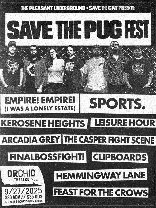 PNWKrecords's tweet image. Killer show on 9/27 stacked with PNWK artists!
feat.
EMPIRE! EMPIRE!
@RealSportsBoys
@keroseneheights
@Leisure_Hour_
@arcadia_grey
@CASPERmi_
@FinalBossFight1
@clipboards_mi
@HemmingwayLane
Feast For The Crows
🙏 @save_thecat & The Pleasant Underground
