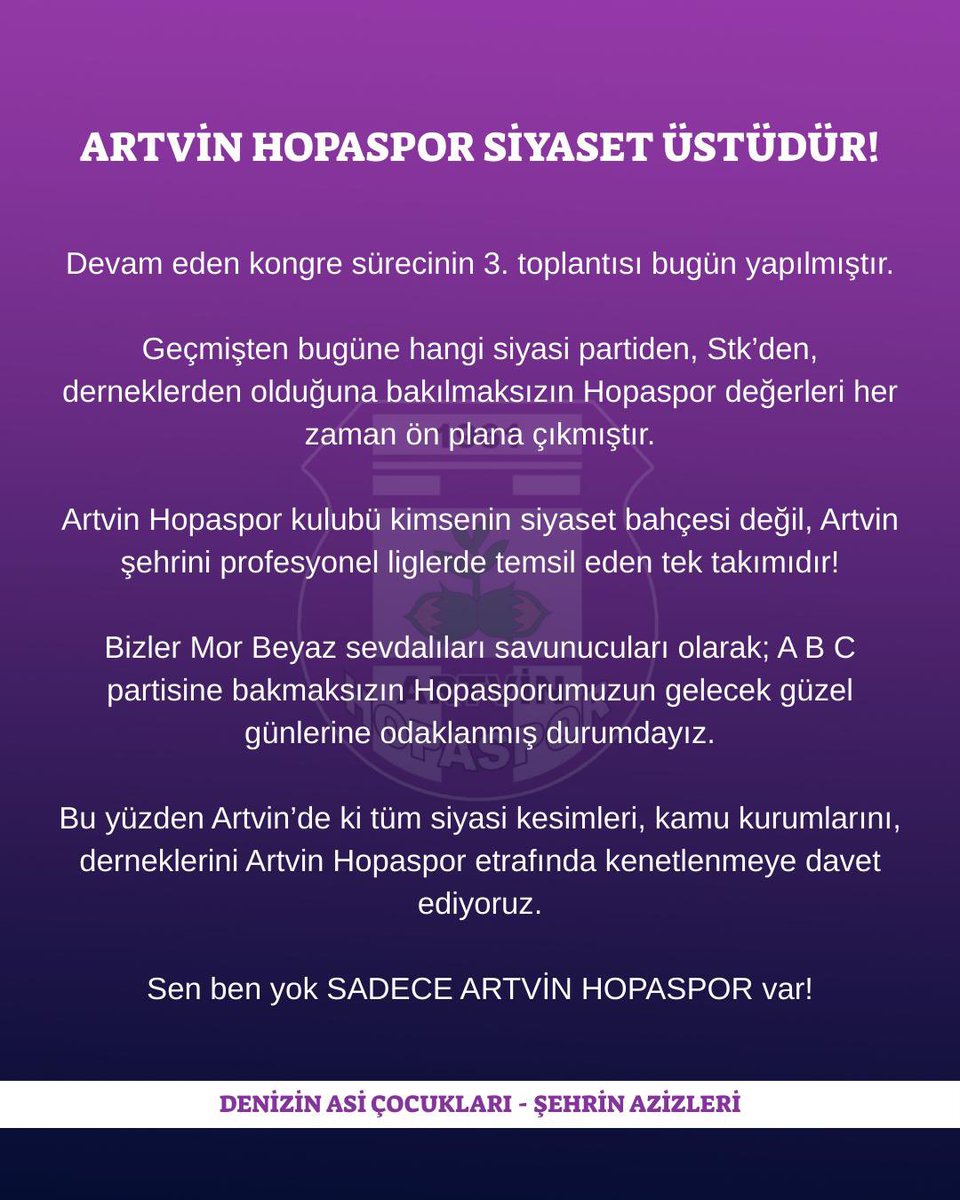 ARTVİN HOPASPOR SİYASET ÜSTÜDÜR!