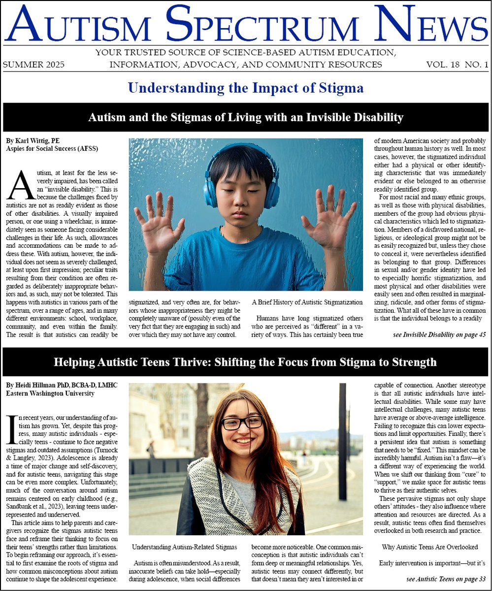 The Autism Spectrum News Summer Issue is Now Online!

📰 View it Now: autismspectrumnews.org/asn-summer-202…

This issue features #educational articles that explore #stigma, promote #empathy, challenge #stereotypes, and support more #inclusive #communities through #advocacy and #SystemicChange.