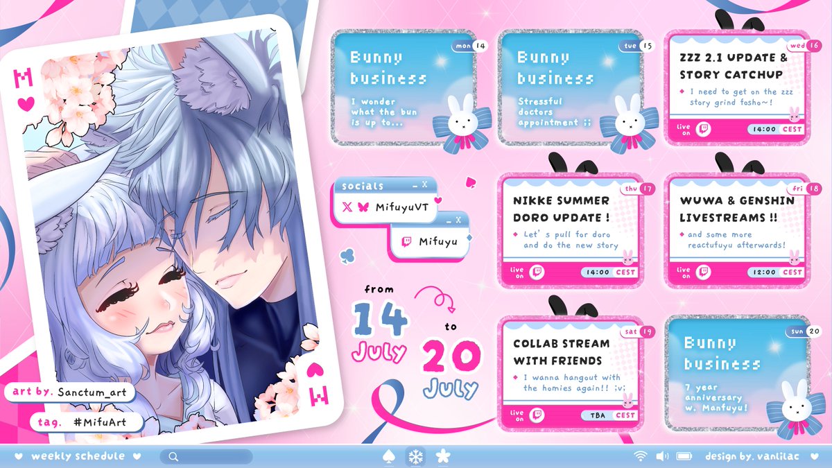 ππππ¦πͺπ¦ βοΈ (@mifuyuvt) on Twitter photo ββββββ Β· β Β· ββββββ
      πΈπππππππππΈ
ββββββ Β· β Β· ββββββ
ELLOO!β¨
Me and manfu have our 7 year anni this week and I also have a really important doctor appπ π₯Ή
Hoping they'll both go well~!
β¦ Β·  twitch.tv/mifuyu ββββββ Β· β Β· ββββββ
      πΈπππππππππΈ
ββββββ Β· β Β· ββββββ
ELLOO!β¨
Me and manfu have our 7 year anni this week and I also have a really important doctor appπ π₯Ή
Hoping they'll both go well~!
β¦ Β·  twitch.tv/mifuyu