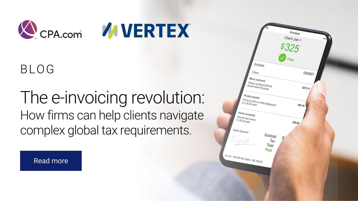 CPAcom's tweet image. E-invoicing promises a new level of efficiency and accuracy in the billing process. But the opportunity can be daunting for firms and their clients. Read how your firm can help clients find a smoother path to success and compliance through e-invoicing.
🔗 cpa.com/blog/2025/07/0…