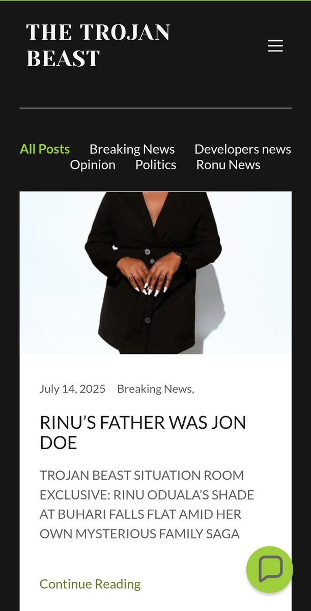 RINU’S FATHER WAS JON DOE 

TROJAN BEAST SITUATION ROOM EXCLUSIVE: RINU ODUALA’S SHADE AT BUHARI FALLS FLAT AMID HER OWN MYSTERIOUS FAMILY SAGA

By-Adabapegede Jayaisinmi 

Lagos, Nigeria – In a brazen display of audacity, Rinu Oduala, the self-proclaimed activist from Lagos