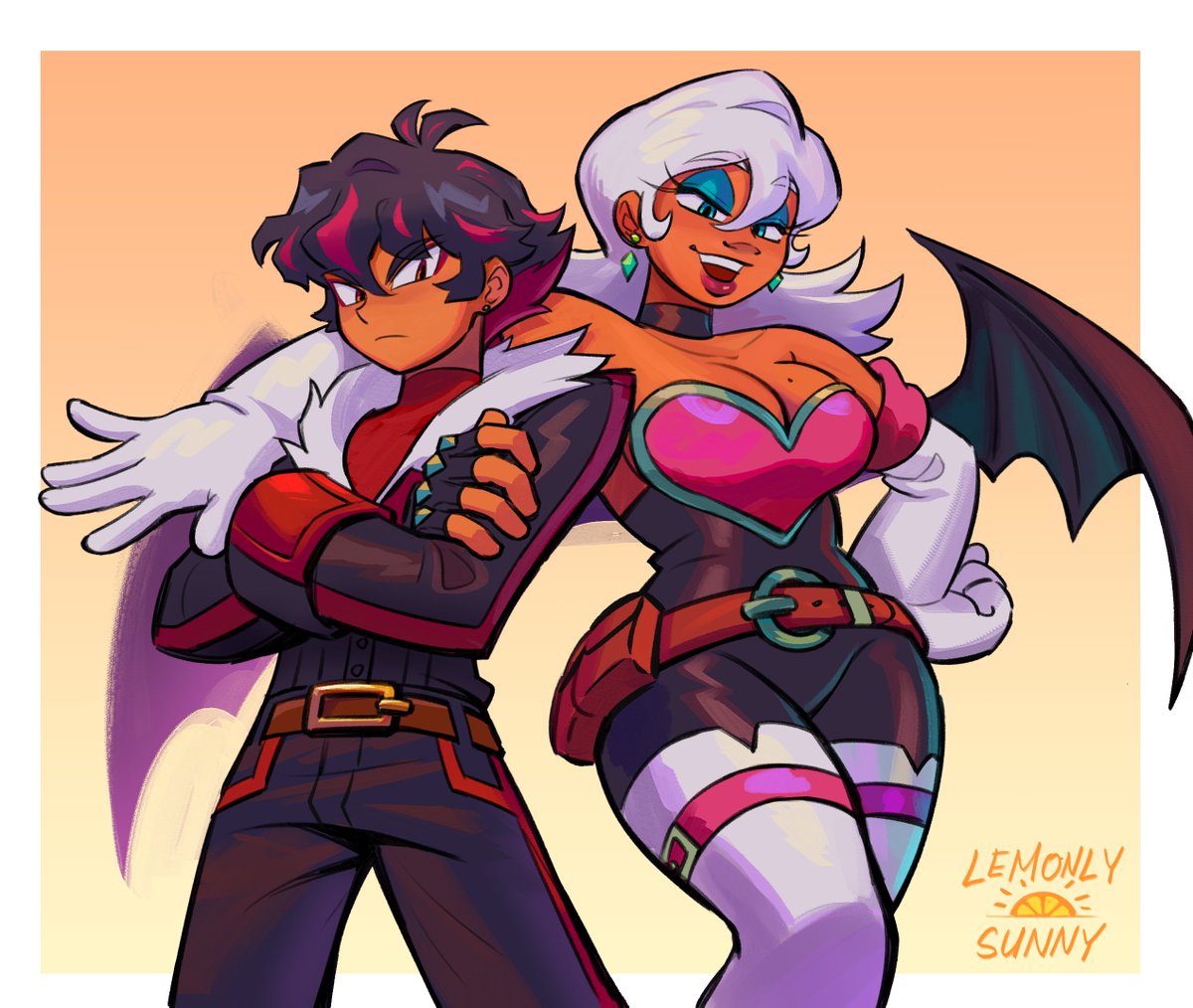 Gijinka Besties~ 💜🖤
#SonicTheHedgehog 
#ShadowTheHedgehog 
#RougeTheBat