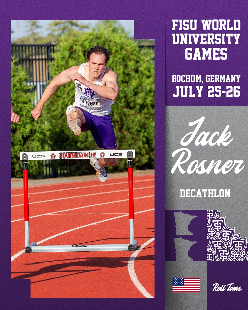 TommieXCTF's tweet image. The Summit Decathlon Champion is ready for more!
Good luck to Jack Rosner as he competes at the @FISU World University Games in Germany tomorrow
#RollToms