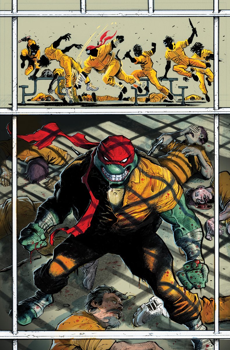 juaneferreyra's tweet image. TMNT #10 comes out this week! here is page 1 from it. this whole issue from the point of view of Raph! The Trial begins!
from @jasonaaron and myself!