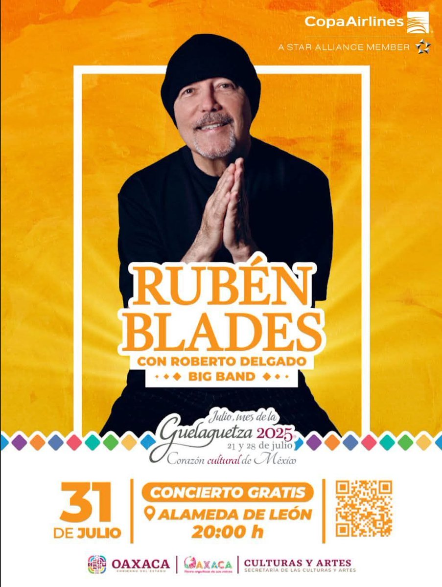 MexicoenSalsa's tweet image. Rubén Blades en Oaxaca!! Será el encargado de cerrar las fiestas de la Guelaguetza.- Lo mejor: ¡Acceso gratuito!