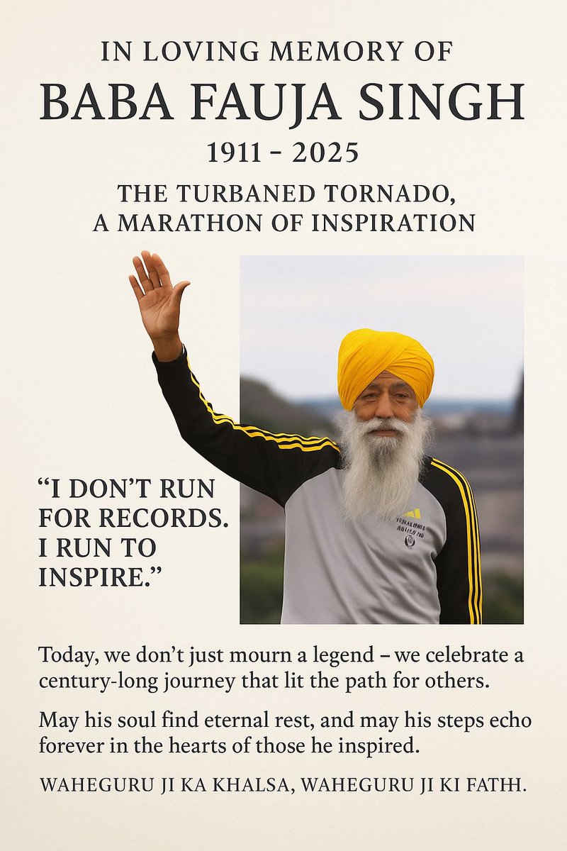 singhdotin's tweet image. Baba Fauj Singh - RIP legend 👳‍♂️