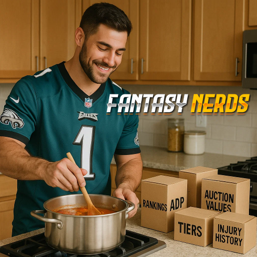 ffnerd's tweet image. A great cheat sheet is like a great recipe.
Rankings, ADP, Auction Value, Tier, Byes, Points/game, & Injury Risk all on one screen.
We call it the Kitchen Sink!
fantasynerds.com/nfl/kitchen-si…