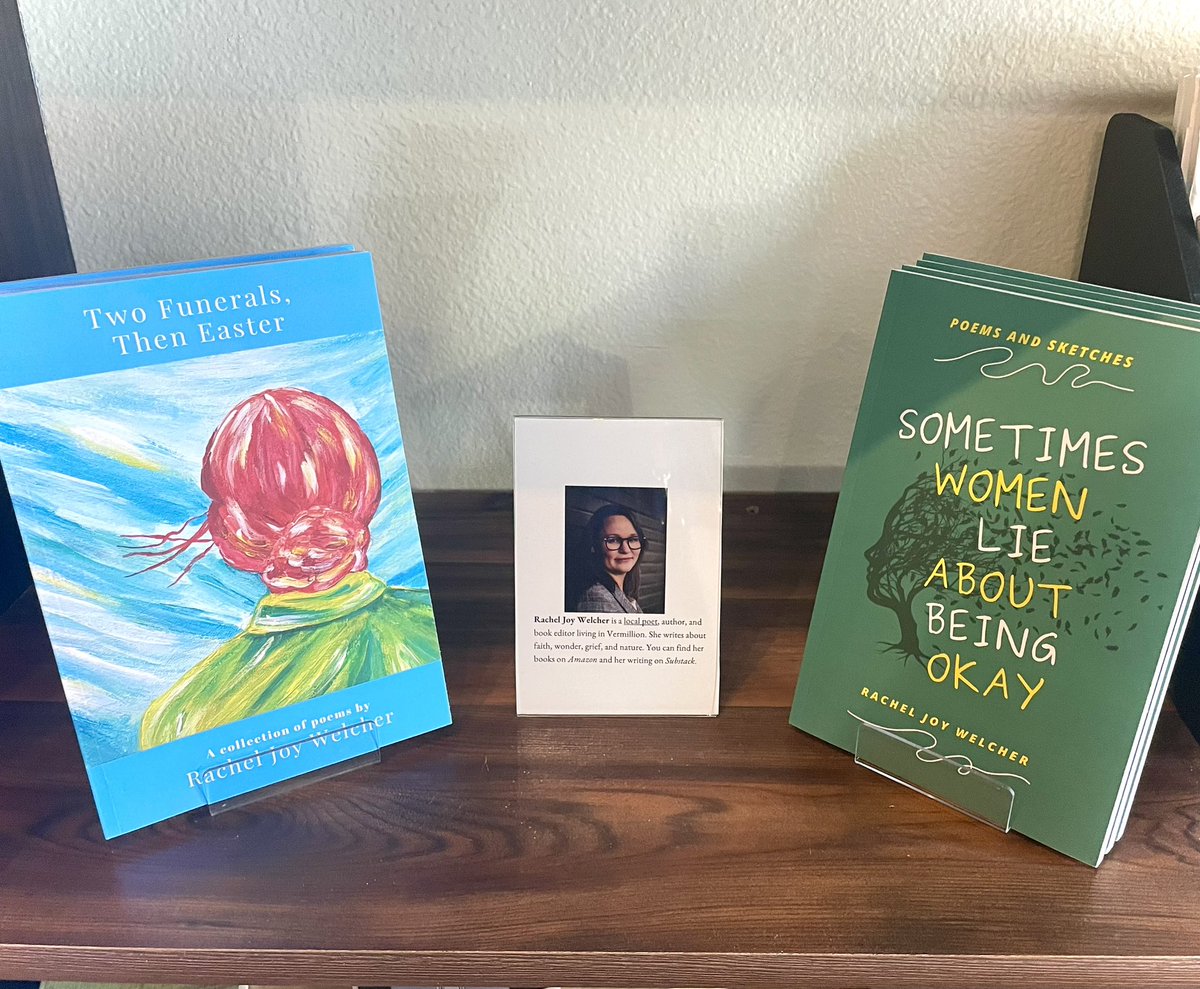 racheljwelcher's tweet image. Fun to have copies of my poetry at our local coffee shop, The Bean.