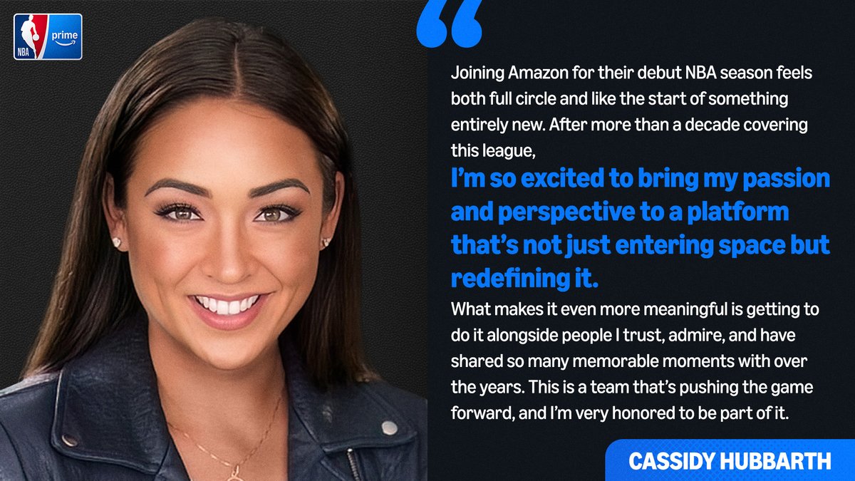 PrimeSportsPR's tweet image. Thrilled that @CassidyHubbarth is joining our @NBAonPrime family. Welcome! π
#NBAonPrime π
