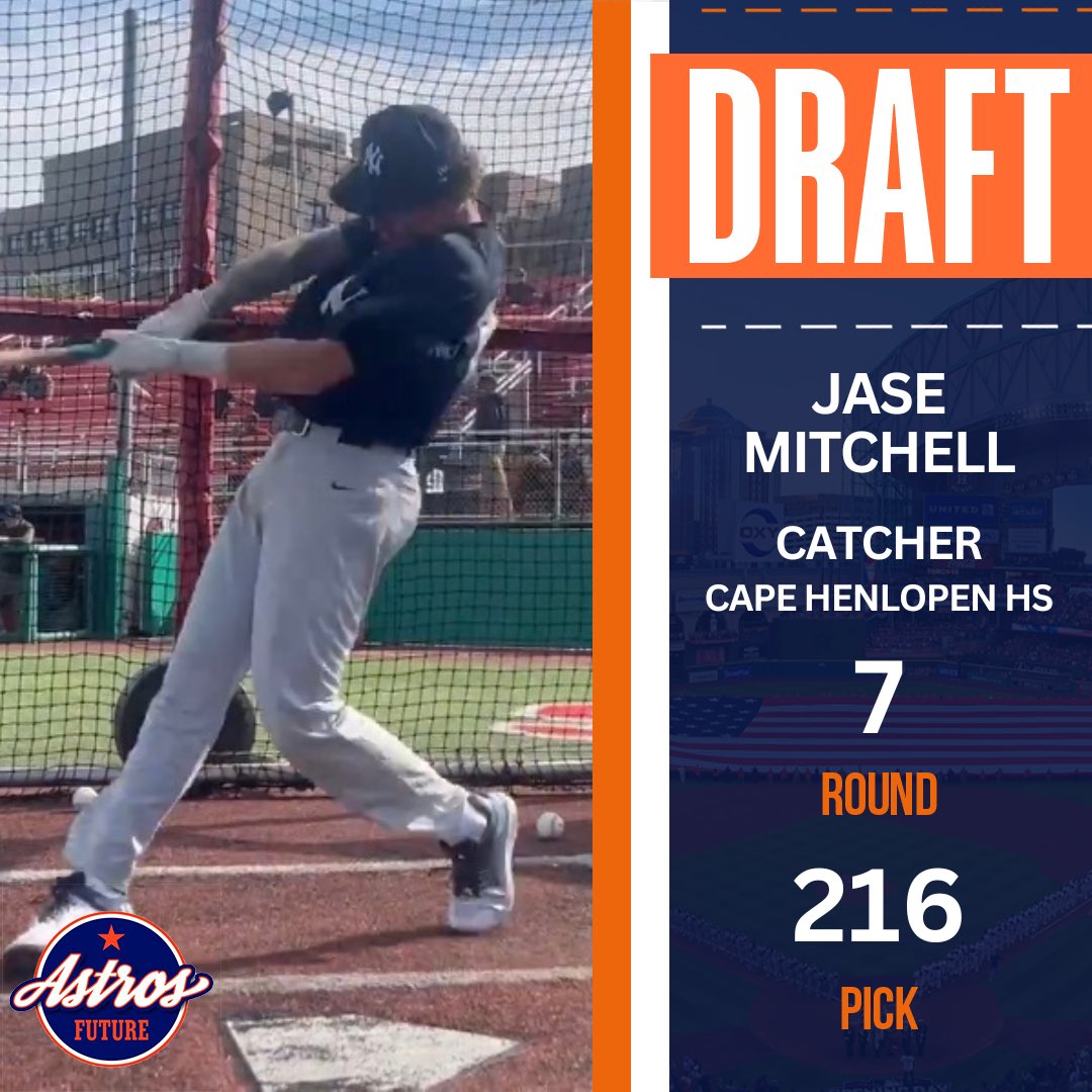The #Astros have selected catcher Jase Mitchell from Cape Henlopen HS with their 7th round pick! #BuiltForThis