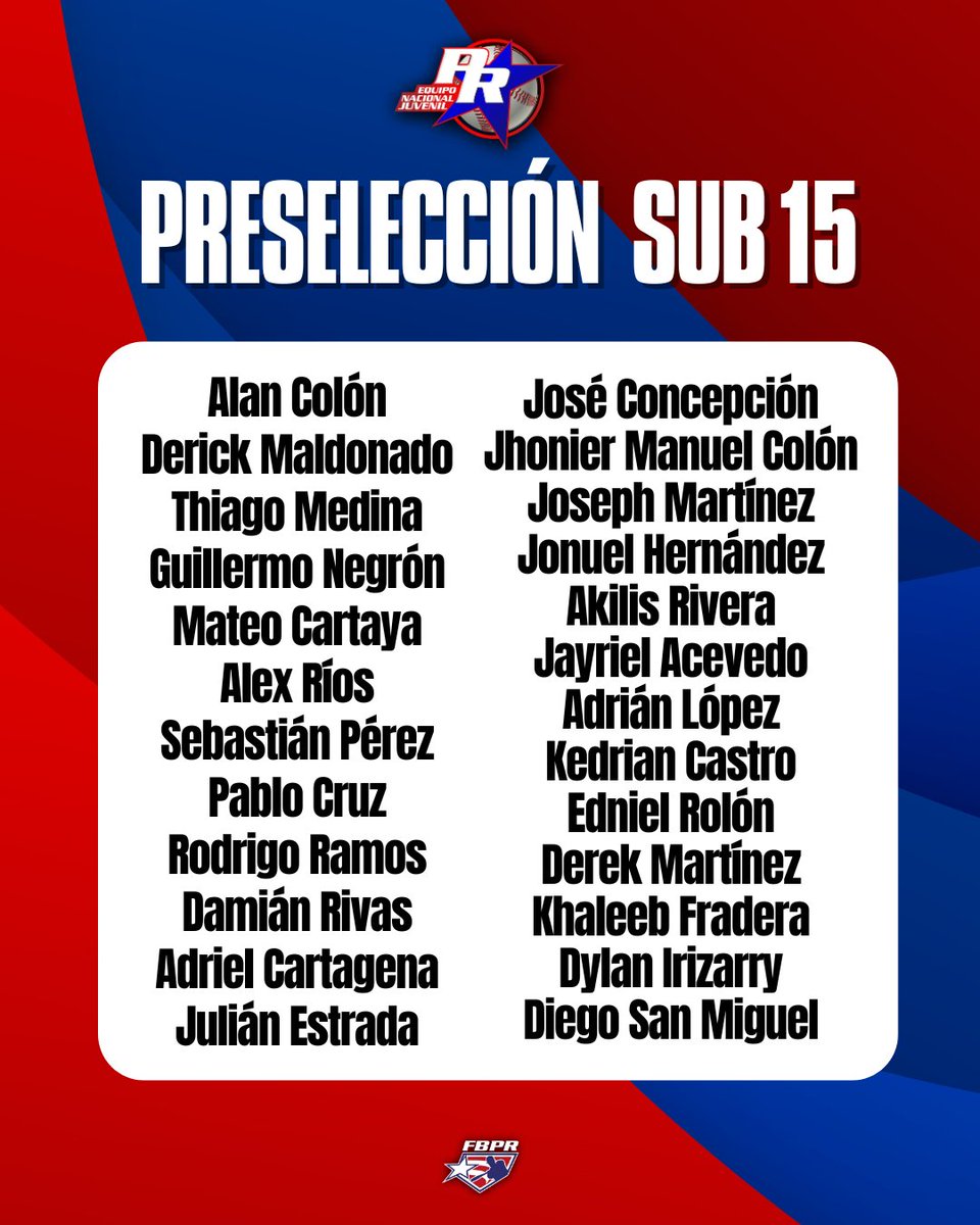 BeisbolPR's tweet image. 📢 Recordatorio práctica Preselección Nacional Sub 15 hoy lunes en Las Piedras.

#FBPR #BéisbolJuvenil