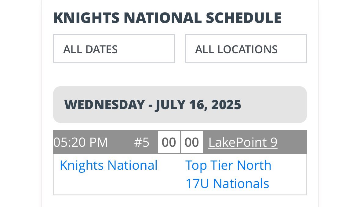 Looking forward to throwing with the Knights National 17u in the PBR 17u national championship at lakepoint this week!

Day, time, and location ⬇️

<a href="/jgrosse32/">Jonathan Grosse</a> <a href="/JStoller77/">Jake Stoller</a> <a href="/elite_national2/">Elite National</a> <a href="/SoudyBaseball/">Souderton Baseball</a> <a href="/PBRTournaments/">Prep Baseball Tournaments</a>