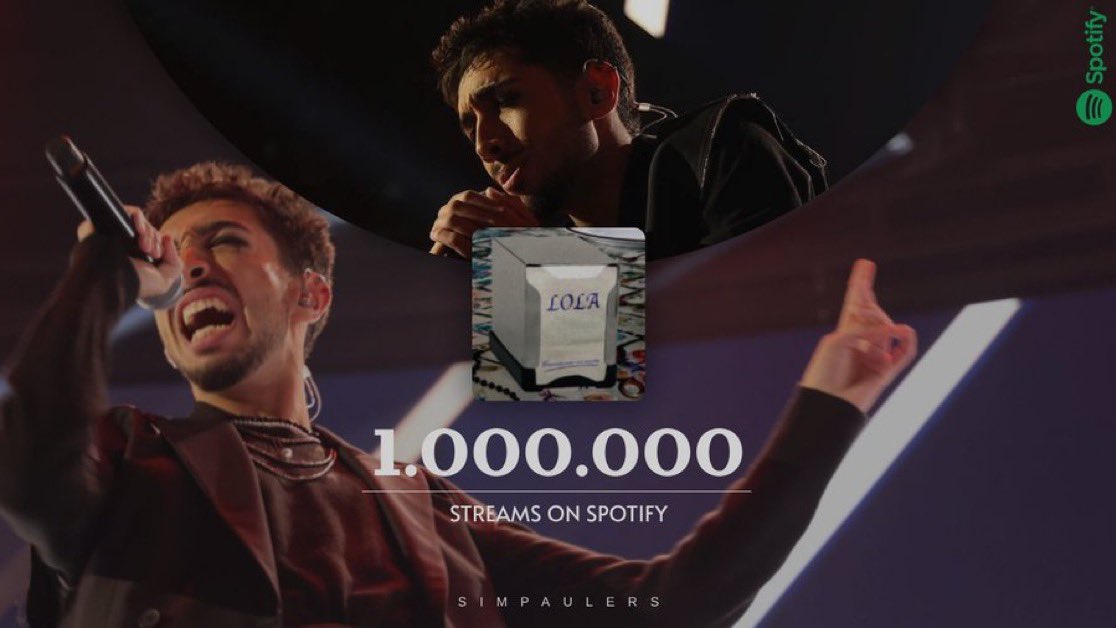 cyberky4n's tweet photo. hace un año hacía un millón siendo su primera canción en conseguirlo y ahora ya va por los 5, lola el hit que tú eres LOLA CINCO MILLONES https://t.co/SolGpru5CU