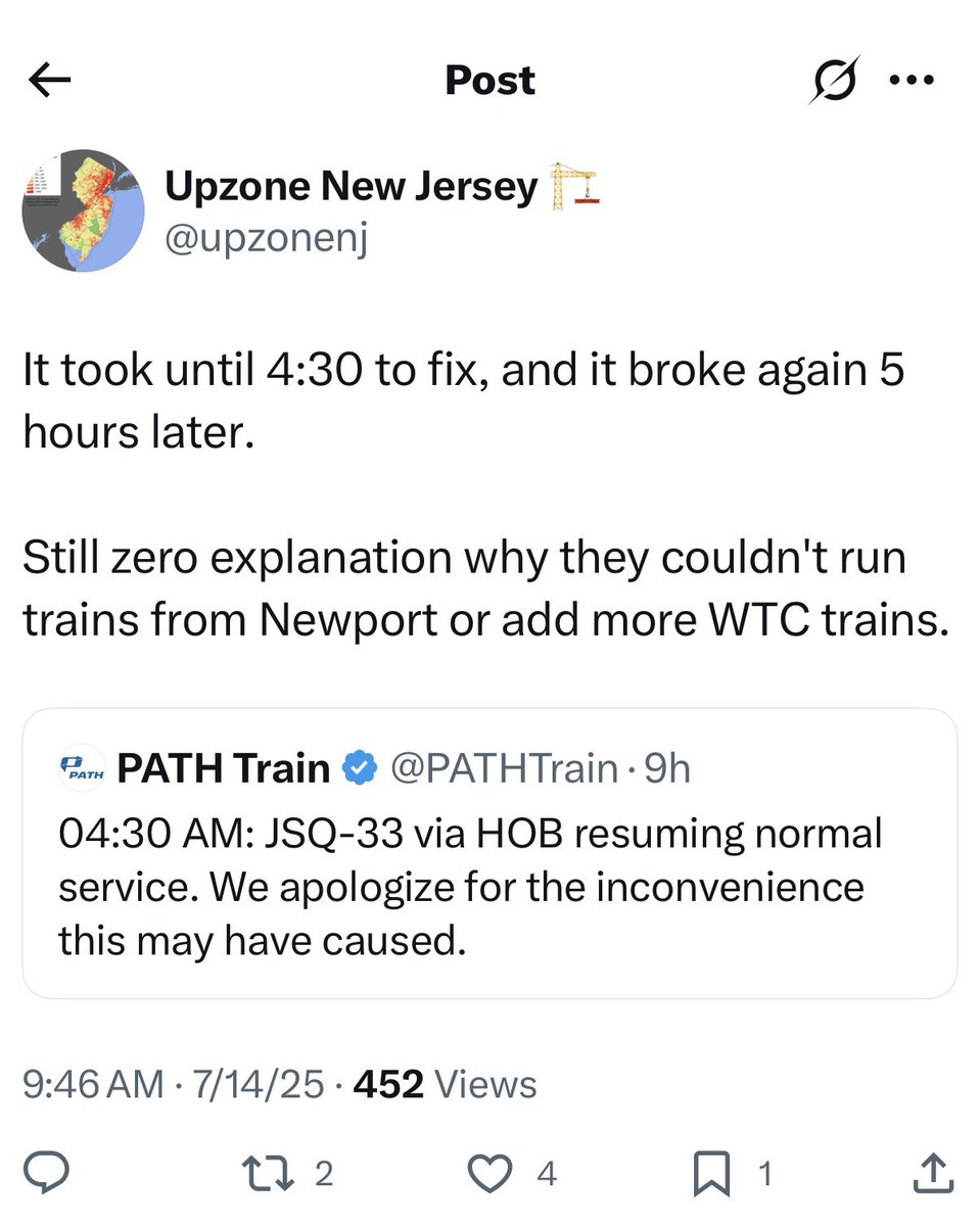 StevenFulop's tweet image. From PATH to Turnpike widening to transit deserts in South Jersey, NJ’s broken transportation system fuels bigger issues: housing, segregation, affordability, energy, and sustainability. Truth is we can’t really fix any of these issues without addressing transportation.…