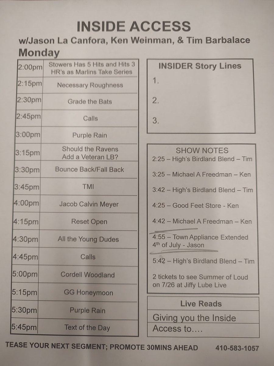 InsideAccess1057 (@ia1057thefan) on Twitter photo Stowers revenge and Elias exposed again. Mayo still not playing. Still not drafting pitching. O's at the break! We grade the lineup. Should #Ravens sign LB? GG returns from his honeymoon. <a href="/jcalvinmeyer/">Jacob Calvin Meyer</a> and <a href="/CordellWoodland/">Cordell Woodland</a> join us 2-6 <a href="/1057TheFan/">105.7 The Fan</a> and <a href="/Audacy/">Audacy</a> app Stowers revenge and Elias exposed again. Mayo still not playing. Still not drafting pitching. O's at the break! We grade the lineup. Should #Ravens sign LB? GG returns from his honeymoon. <a href="/jcalvinmeyer/">Jacob Calvin Meyer</a> and <a href="/CordellWoodland/">Cordell Woodland</a> join us 2-6 <a href="/1057TheFan/">105.7 The Fan</a> and <a href="/Audacy/">Audacy</a> app
