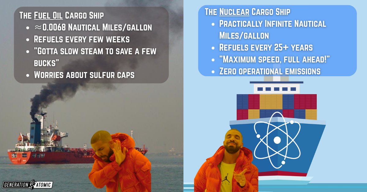 Gen_Atomic's tweet image. Nuclear-powered ships: Delivering goods, emissions free! 🌍⚛️