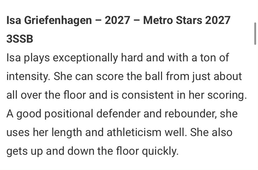 Isa Griefenhagen (@isagrief) on Twitter photo Thank you <a href="/JrAllStarBB/">Jr. All-Star Girls Basketball</a> βοΈ
The Classic session was a huge opportunity to leave it all on the hardwood. I am surrounded by people who push me to grow, on & off the court. Excited to hit The Rock w/my <a href="/MnMetroStars/">MN Metro Stars</a> & show what we can do π Thank you <a href="/JrAllStarBB/">Jr. All-Star Girls Basketball</a> βοΈ
The Classic session was a huge opportunity to leave it all on the hardwood. I am surrounded by people who push me to grow, on & off the court. Excited to hit The Rock w/my <a href="/MnMetroStars/">MN Metro Stars</a> & show what we can do π