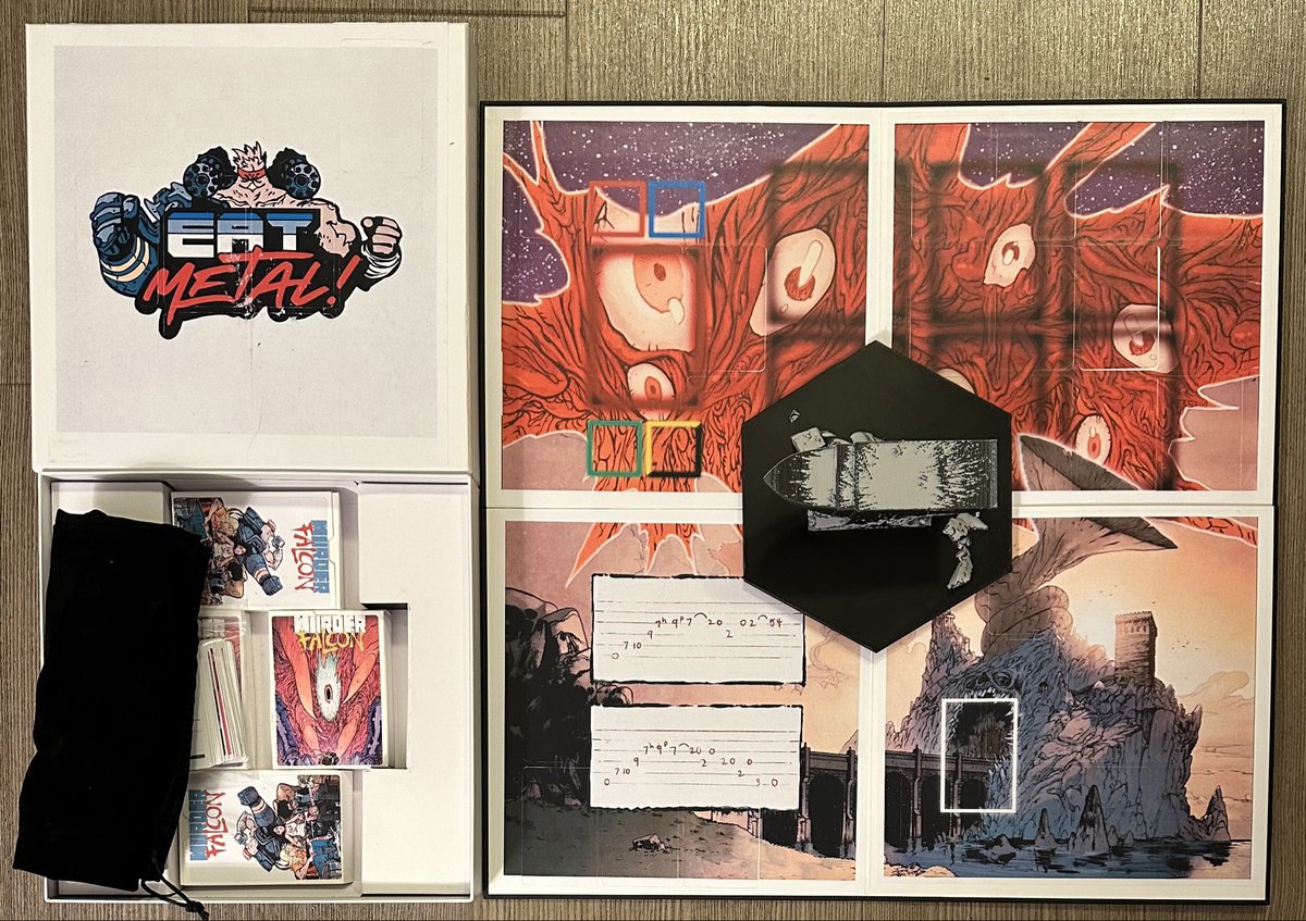 FelixComicArt's tweet image. Utter insanity: Fan-made MURDER FALCON board game presented to @danielwarrenart at #Heroescon2025. Custom board, cards, box, dice…the works. That’s a 3D-printed anvil in the middle of the board. Fans keep outdoing themselves. Can’t wait to play this! felixcomicart.com